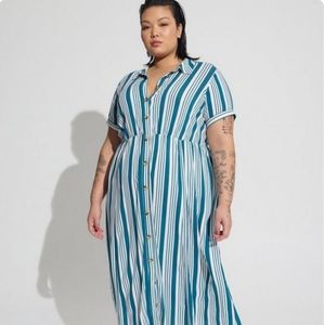 Torrid Maxi Rayon Slub Button Front Godet A-line Dress